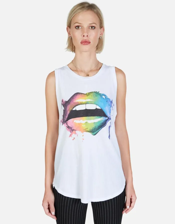 Peyton Rainbow Smudge Lip Black Women039s Lauren Moshi Tanks