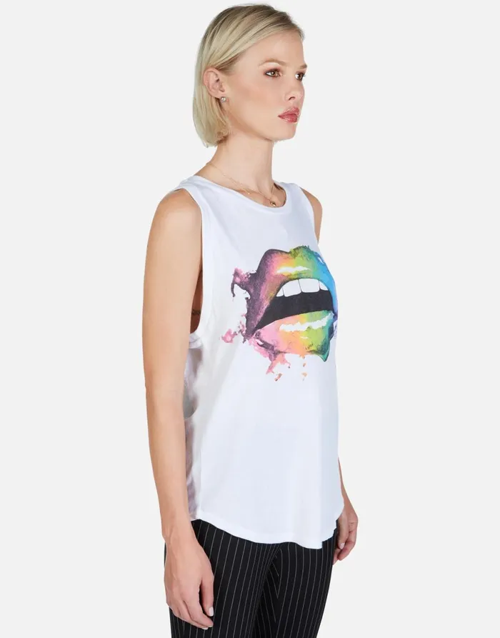 Peyton Rainbow Smudge Lip Black Women039s Lauren Moshi Tanks