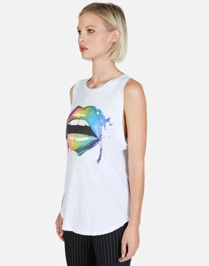 Peyton Rainbow Smudge Lip Black Women039s Lauren Moshi Tanks
