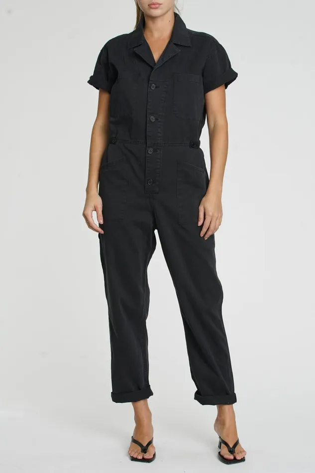 Pistola Denim Grover Short Sleeve Field Suit 8211 Fade To Black Women Jumpsuits and Dresses