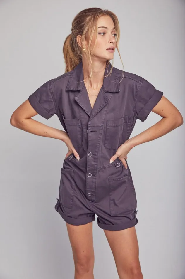 Pistola Denim Parker Field Suit Short 8211 Licorice Women Jumpsuits and Dresses