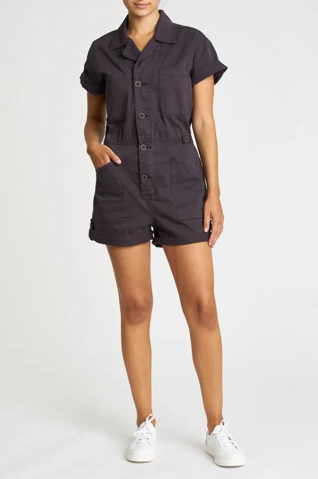 Pistola Denim Parker Field Suit Short 8211 Licorice Women Jumpsuits and Dresses
