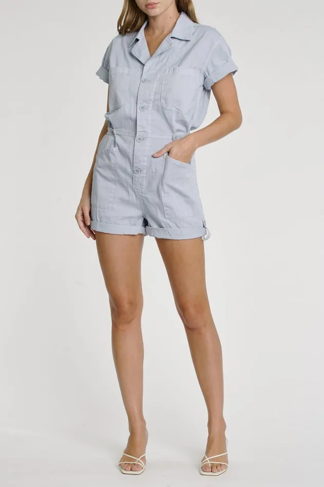 Pistola Denim Parker Field Suit Short 8211 Pearl Blue Women Jumpsuits and Dresses