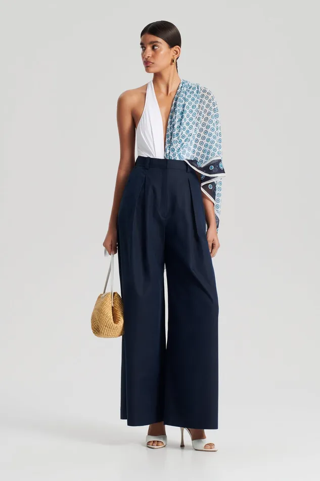 PLEAT DRAPE LEG TROUSER NAVY Trousers Scanlan Theodore Women