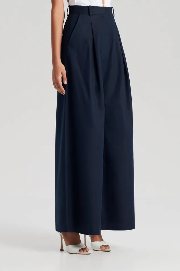 PLEAT DRAPE LEG TROUSER NAVY Trousers Scanlan Theodore Women PLEAT DRAPE LEG TROUSER NAVY Trousers Scanlan Theodore Women