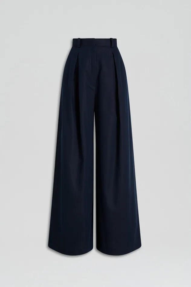 PLEAT DRAPE LEG TROUSER NAVY Trousers Scanlan Theodore Women PLEAT DRAPE LEG TROUSER NAVY Trousers Scanlan Theodore Women