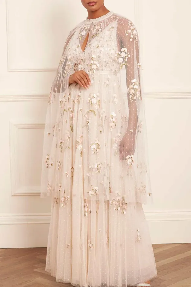 Posy Midaxi Open Cape Champagne Women Needle and Thread Capes
