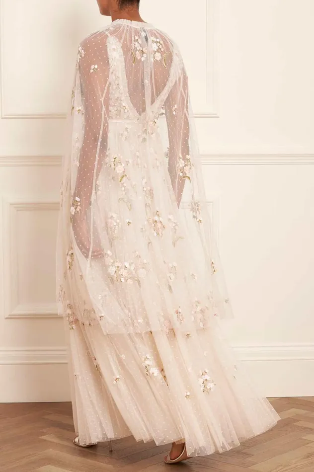 Posy Midaxi Open Cape Champagne Women Needle and Thread Capes
