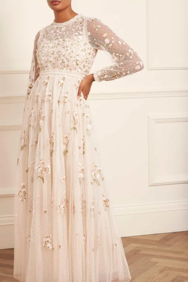 Posy Round Neck Gown Champagne Women Needle and Thread Dresses