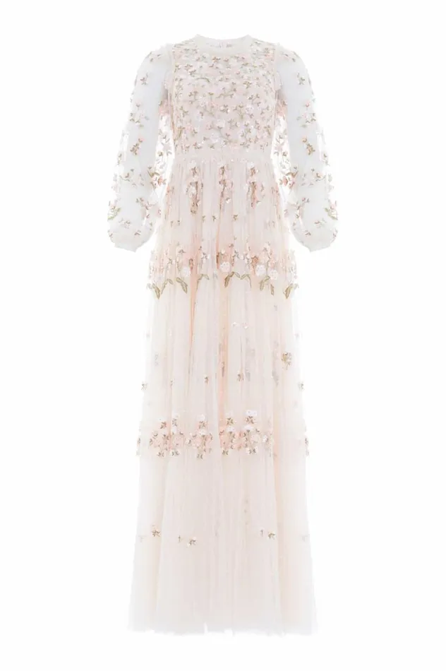 Posy Round Neck Gown Champagne Women Needle and Thread Dresses