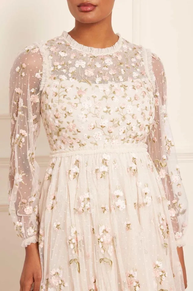 Posy Round Neck Gown Champagne Women Needle and Thread Dresses
