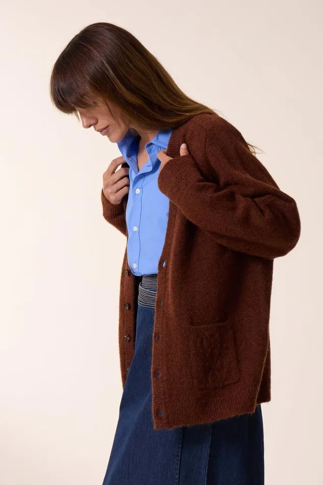 Pulls and Vests Women Leon and Harper Monaco Chn Cardigan Brown