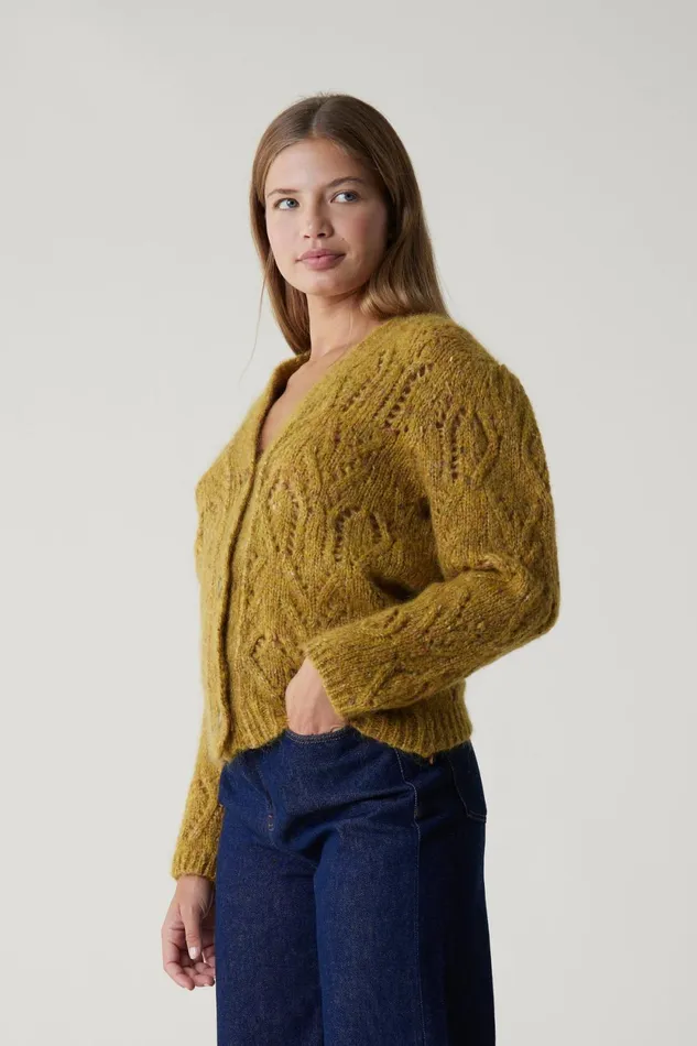 Pulls and Vests Women Leon and Harper Moreau Mix Cardigan Yellow