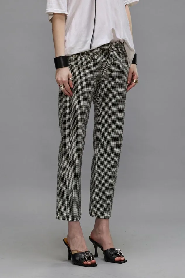 R13 Boy Straight Women BOY STRAIGHT JEANS 8211 PRINTED HOUNDSTOOTH