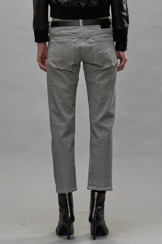 R13 Boy Straight Women BOY STRAIGHT JEANS 8211 PRINTED HOUNDSTOOTH