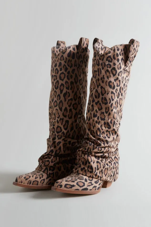 R13 Cowboys Women MID COWBOY BOOT 8211 RAW LEOPARD