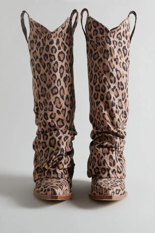 R13 Cowboys Women MID COWBOY BOOT 8211 RAW LEOPARD