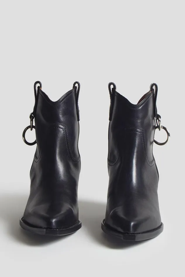 R13 Cowboys Women RINGED ANKLE COWBOY BOOT 8211 BLACK