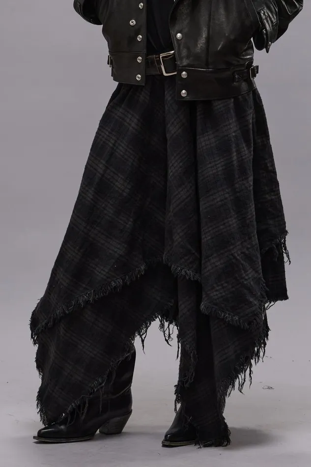 R13 Dresses and Skirts Women MIDI HANDKERCHIEF SKIRT 8211 OVERDYED BLACK PLAID