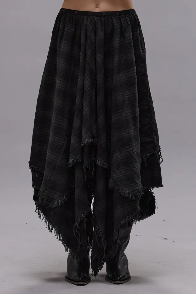 R13 Dresses and Skirts Women MIDI HANDKERCHIEF SKIRT 8211 OVERDYED BLACK PLAID