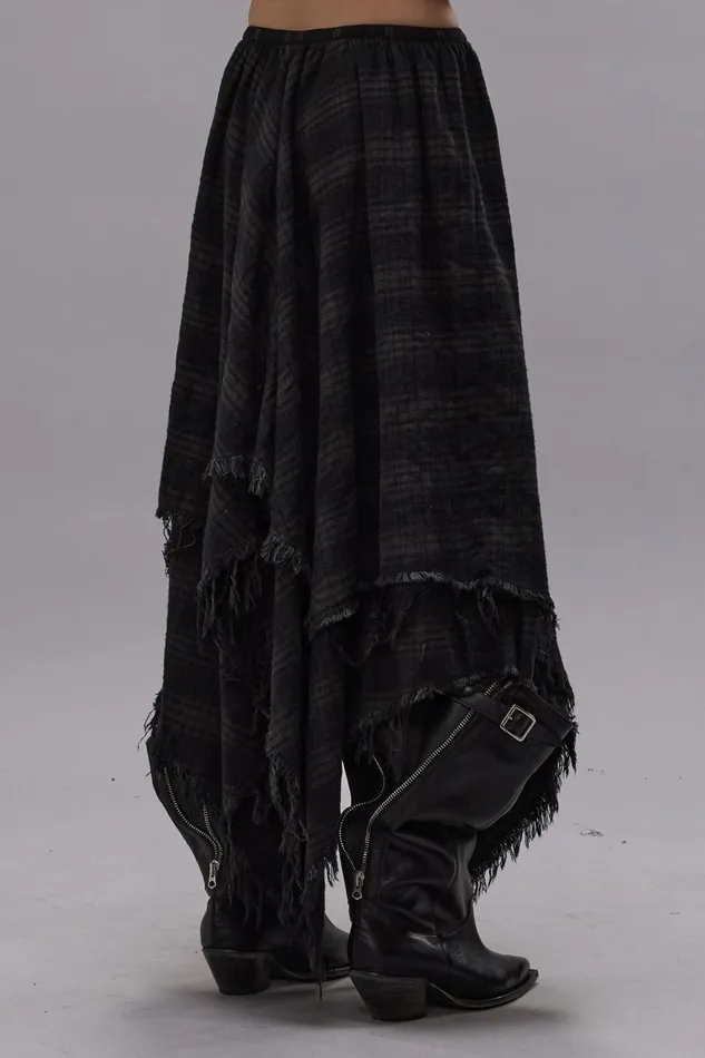 R13 Dresses and Skirts Women MIDI HANDKERCHIEF SKIRT 8211 OVERDYED BLACK PLAID