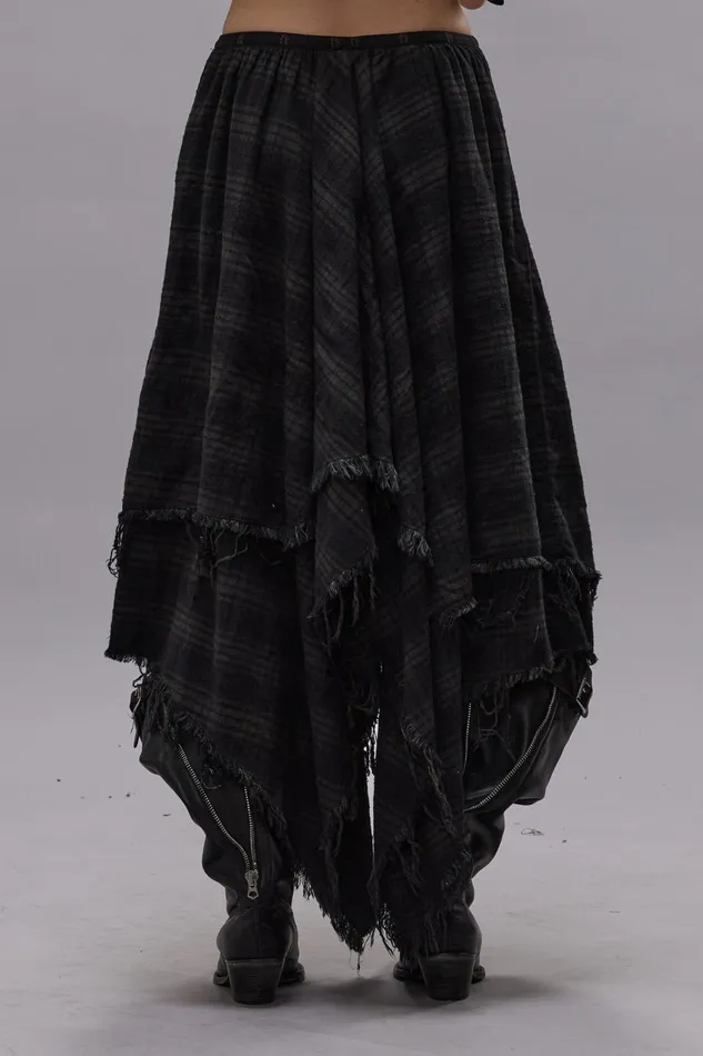 R13 Dresses and Skirts Women MIDI HANDKERCHIEF SKIRT 8211 OVERDYED BLACK PLAID