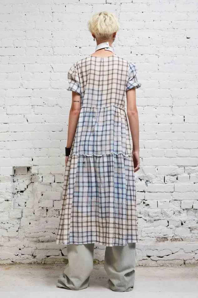 R13 Dresses and Skirts Women SHREDDED RELAXED MIDI 8211 BLEACHED PLAID