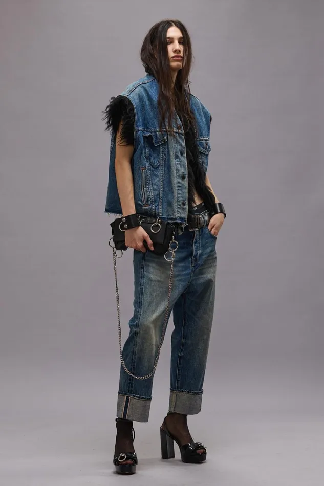 R13 Drop Women TAILORED DROP JEAN 8211 ASPEN SELVEDGE BLUE