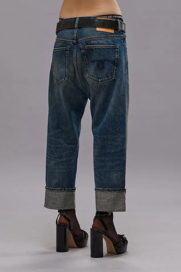 R13 Drop Women TAILORED DROP JEAN 8211 ASPEN SELVEDGE BLUE