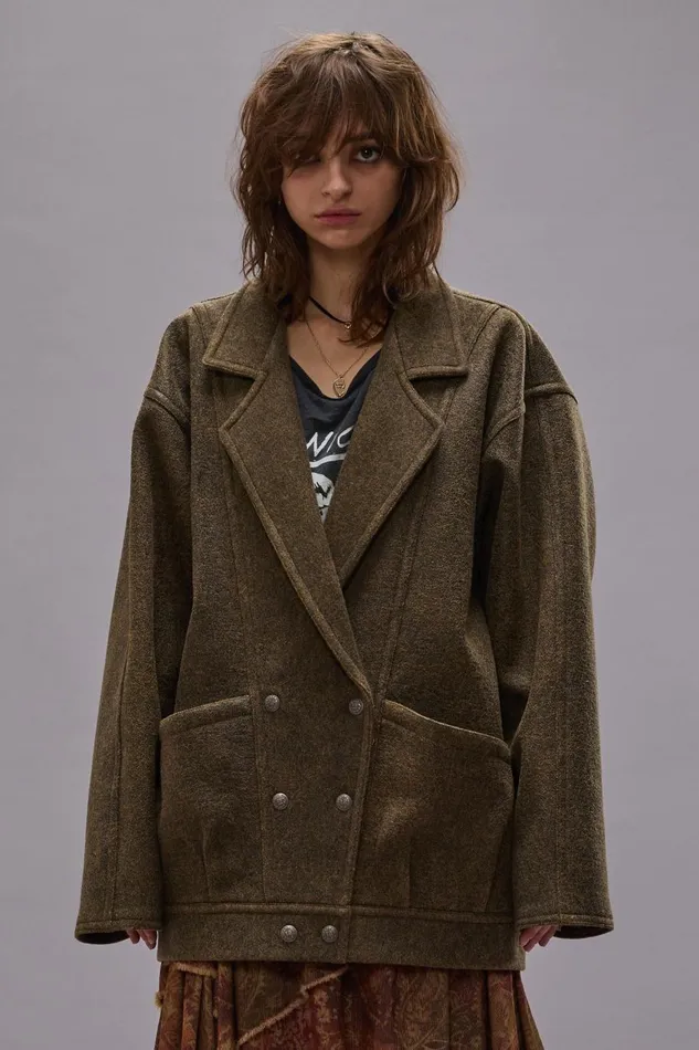 R13 Jackets and Coats Women DOUBLE BREASTED JACKET 8211 COATED WOOL