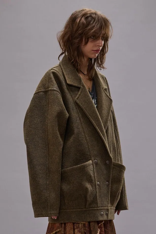 R13 Jackets and Coats Women DOUBLE BREASTED JACKET 8211 COATED WOOL