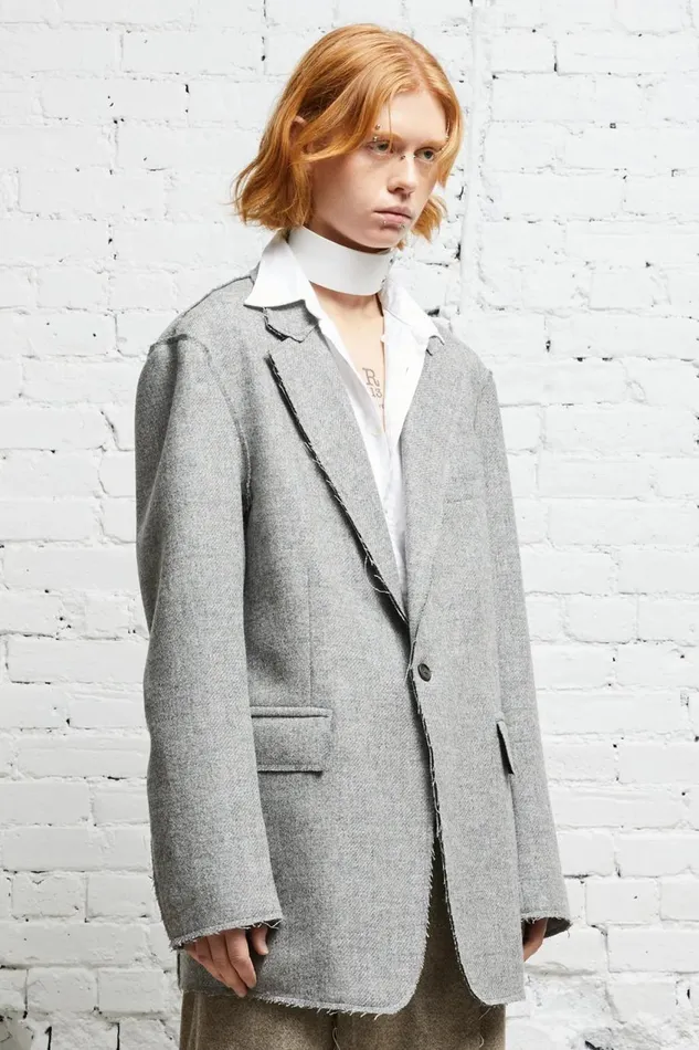 R13 Jackets and Coats Women RAW CUT BLAZER 8211 LIGHT HEATHER GREY