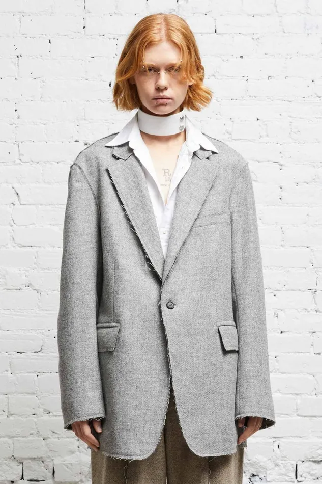R13 Jackets and Coats Women RAW CUT BLAZER 8211 LIGHT HEATHER GREY