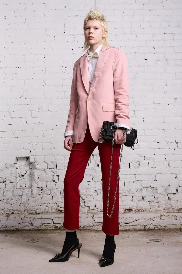 R13 Jackets and Coats Women RAW CUT SHRUNKEN BLAZER 8211 PINK VELVET
