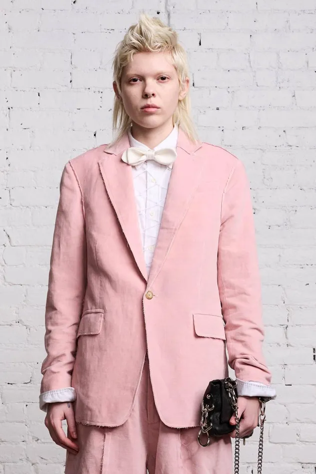 R13 Jackets and Coats Women RAW CUT SHRUNKEN BLAZER 8211 PINK VELVET