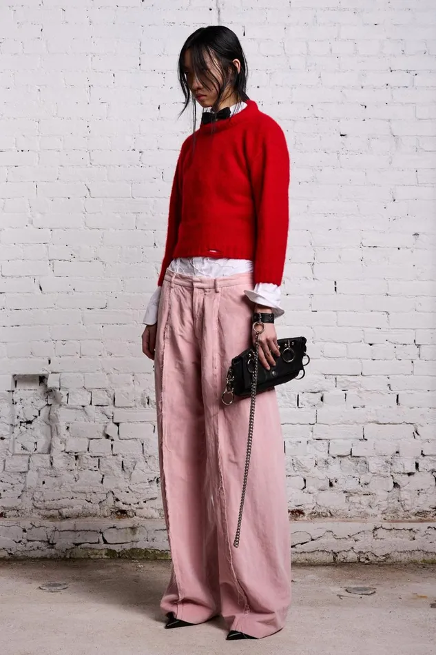 R13 Pants and Shorts Women INVERTED TROUSER 8211 PINK VELVET