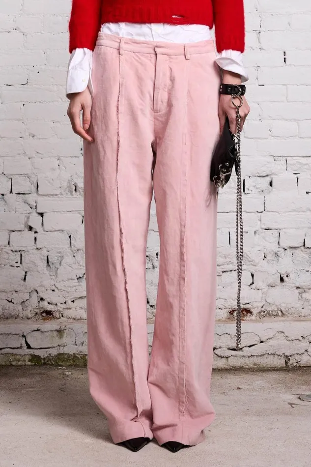 R13 Pants and Shorts Women INVERTED TROUSER 8211 PINK VELVET