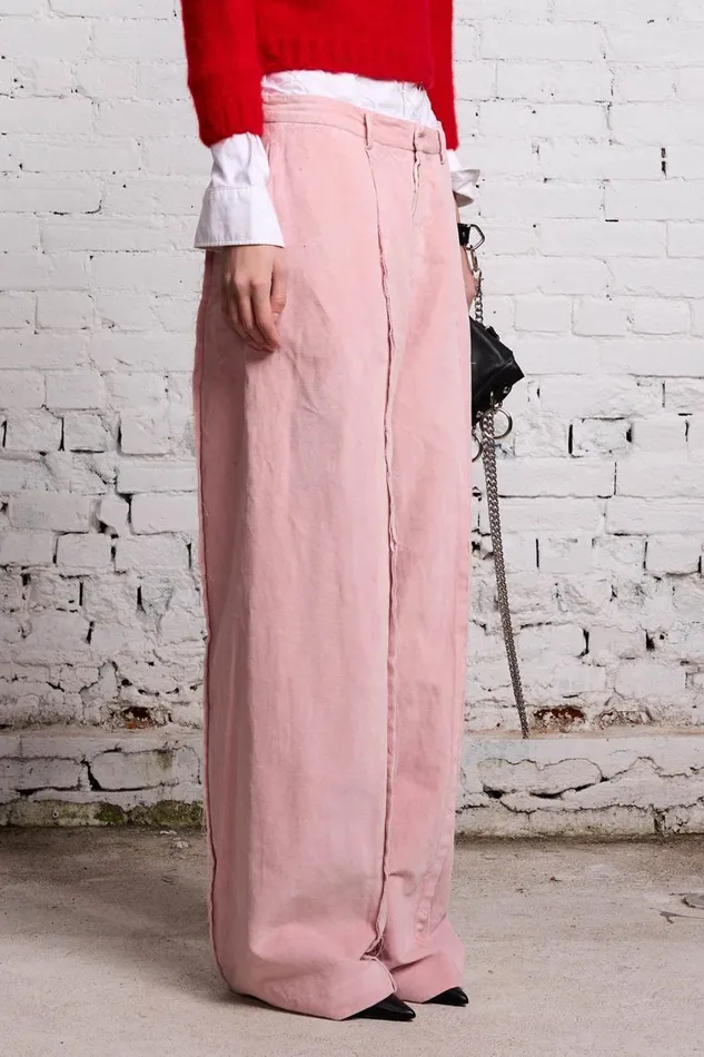 R13 Pants and Shorts Women INVERTED TROUSER 8211 PINK VELVET