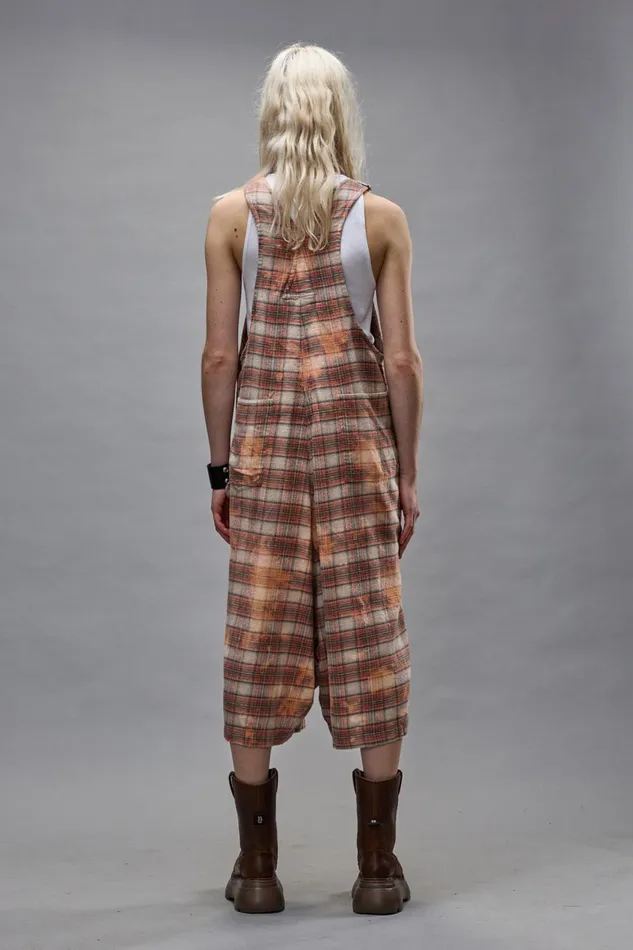 R13 Pants and Shorts Women JUMBO OVERALL 8211 BLEACHED ORANGE PLAID