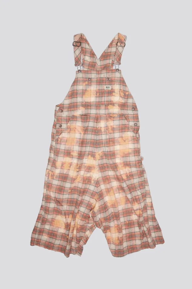 R13 Pants and Shorts Women JUMBO OVERALL 8211 BLEACHED ORANGE PLAID