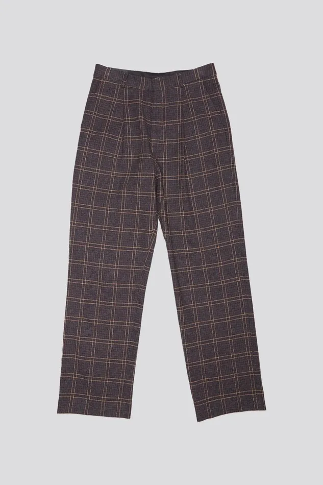 R13 Pants and Shorts Women RELAXED TROUSER 8211 DARK BROWN PLAID