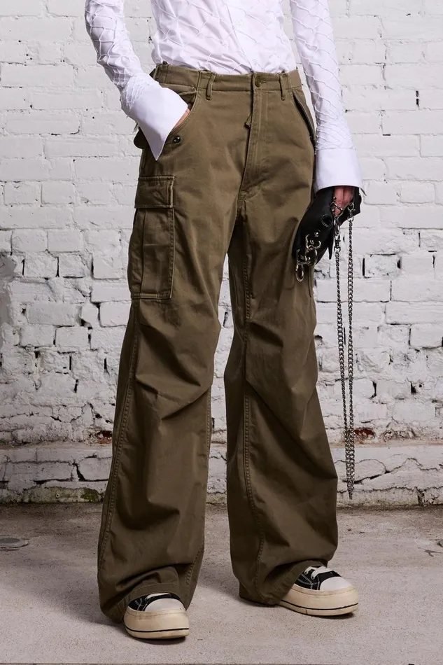 R13 Pants and Shorts Women WIDE LEG CARGO 8211 OLIVE