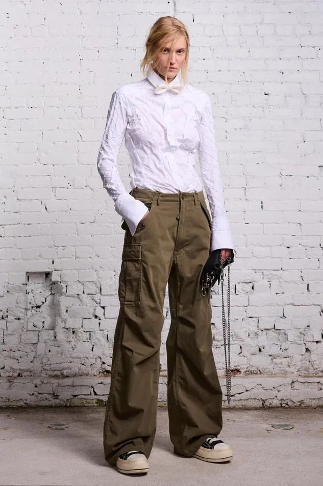 R13 Pants and Shorts Women WIDE LEG CARGO 8211 OLIVE