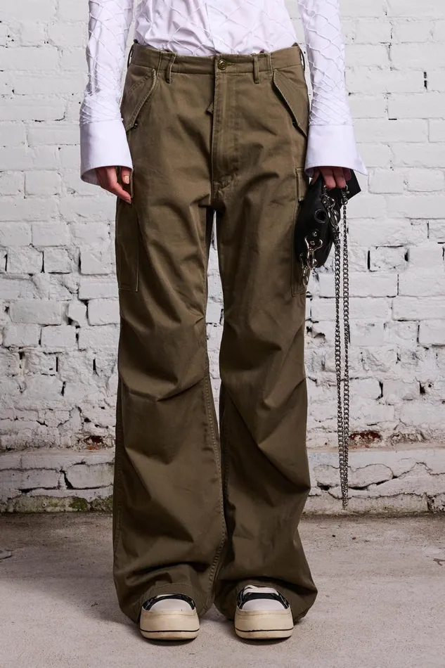 R13 Pants and Shorts Women WIDE LEG CARGO 8211 OLIVE