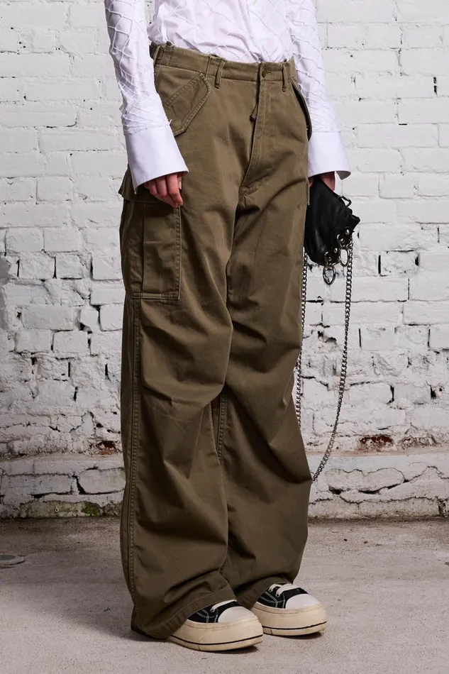 R13 Pants and Shorts Women WIDE LEG CARGO 8211 OLIVE