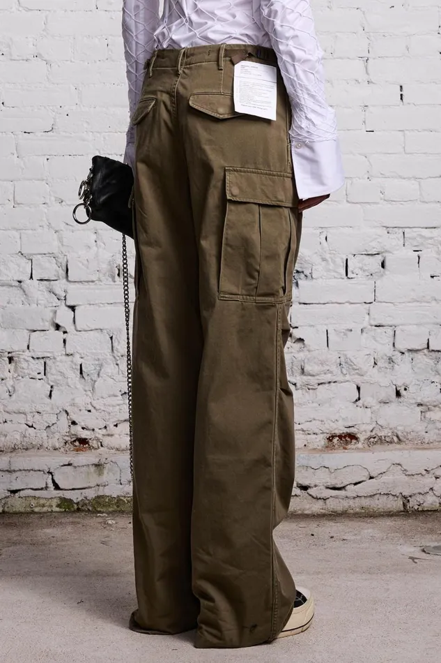 R13 Pants and Shorts Women WIDE LEG CARGO 8211 OLIVE
