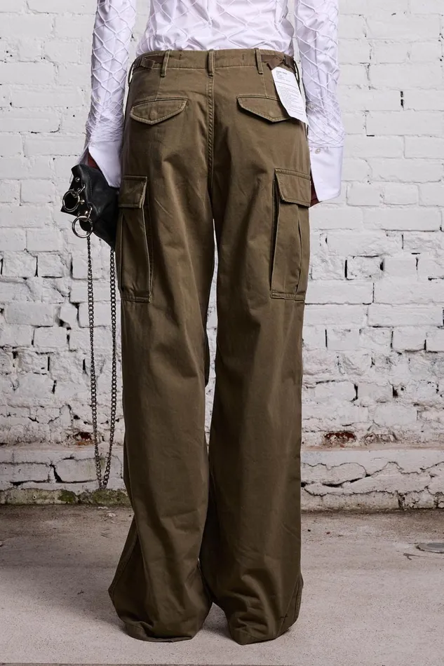 R13 Pants and Shorts Women WIDE LEG CARGO 8211 OLIVE