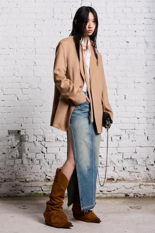 R13 Sale Women BELT COLLAR RAGGED BLAZER 8211 CAMEL