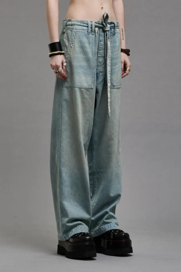 R13 Sale Women BELTED VENTI UTILITY PANT 8211 LENNON BLUE