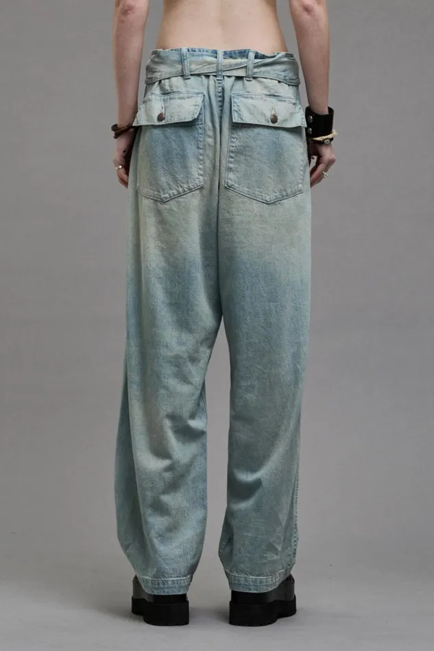R13 Sale Women BELTED VENTI UTILITY PANT 8211 LENNON BLUE